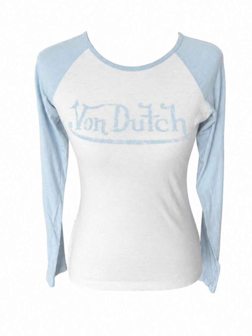 Von Dutch white and blue longsleeve top in excellent condition